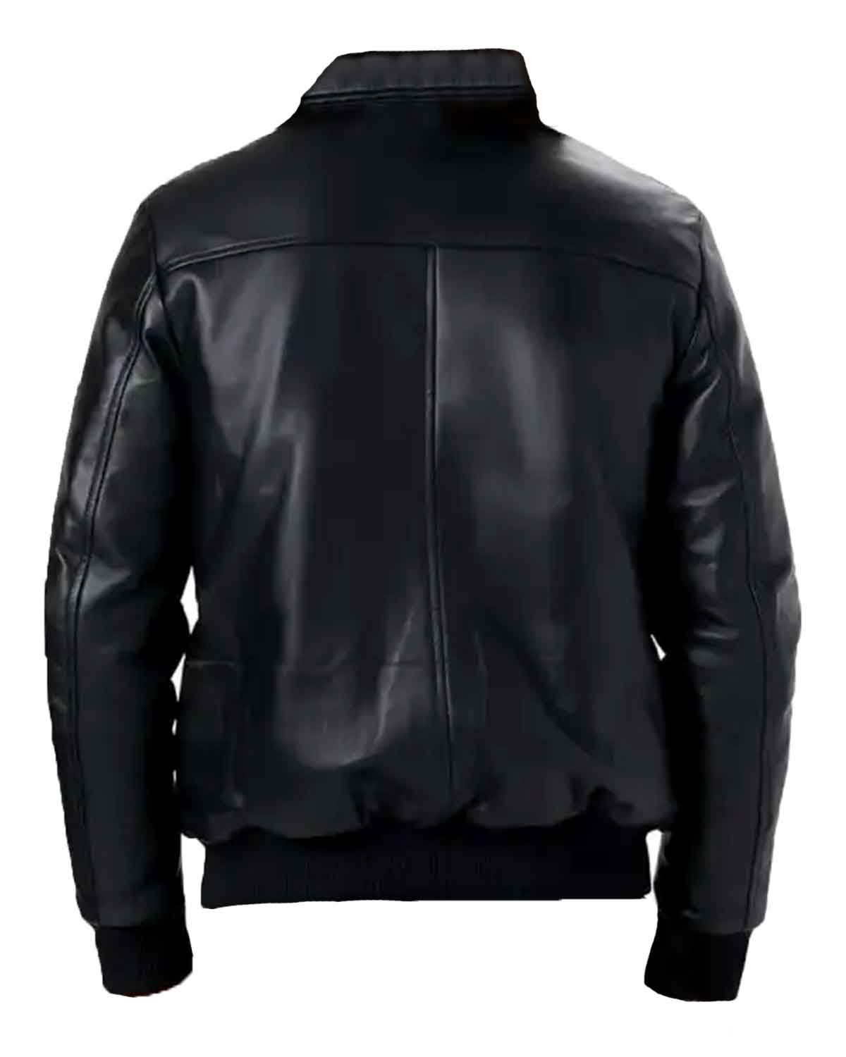 Mens Black Classic Style Leather Bomber Jacket | Elite Jacket