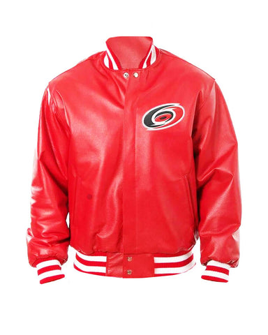 Carolina Hurricanes Red Leather Bomber Jacket | Elite Jacket