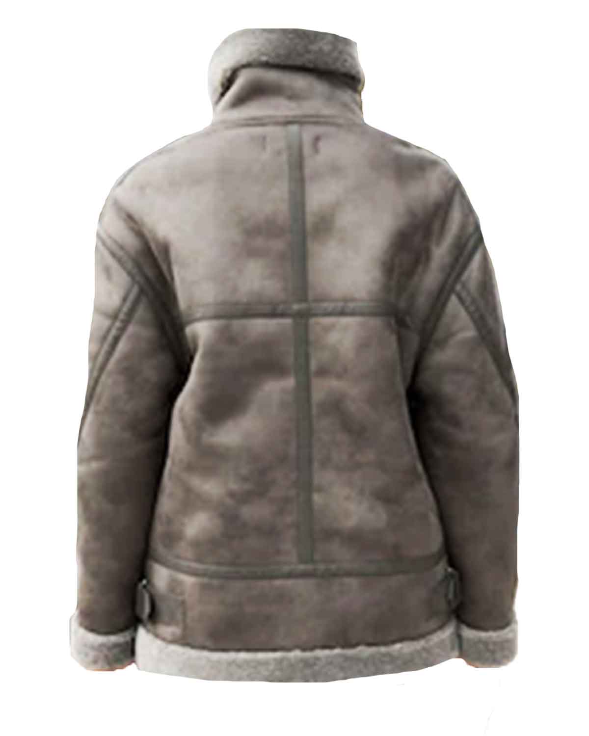 Womens Aviator Grey Faux Suede Leather Jacket | Elite Jacket