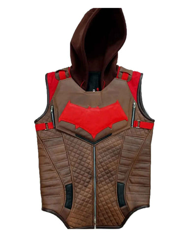 Gotham Knights Game Red Hood Leather Hooded Vest