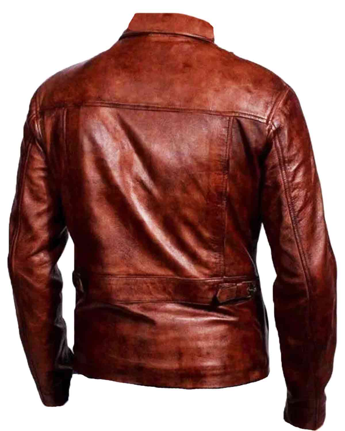 Mens Brown Distressed Leather Biker Jacket | Elite Jacket
