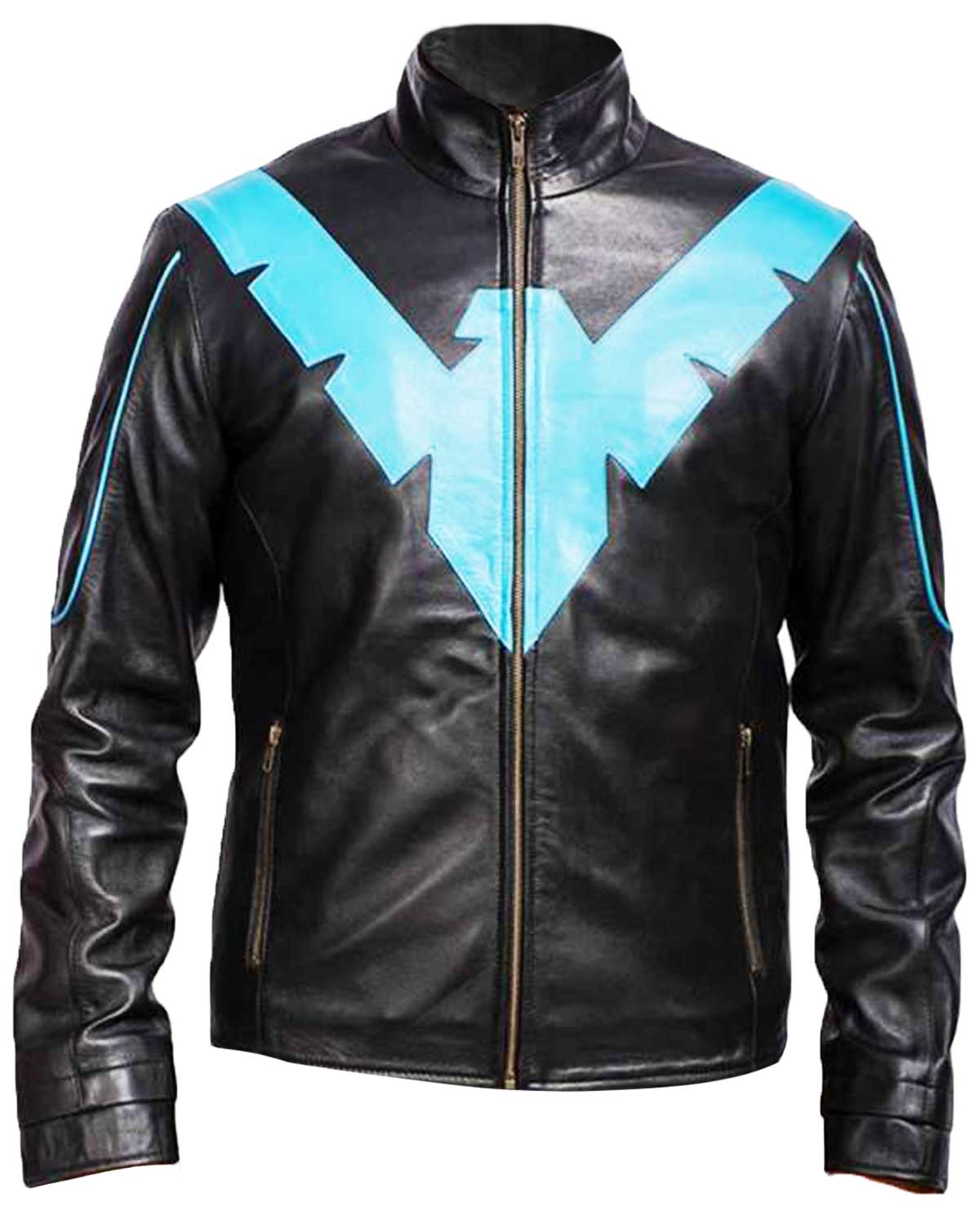 Elite Batman Arkham Knight Nightwing Black Leather Jacket