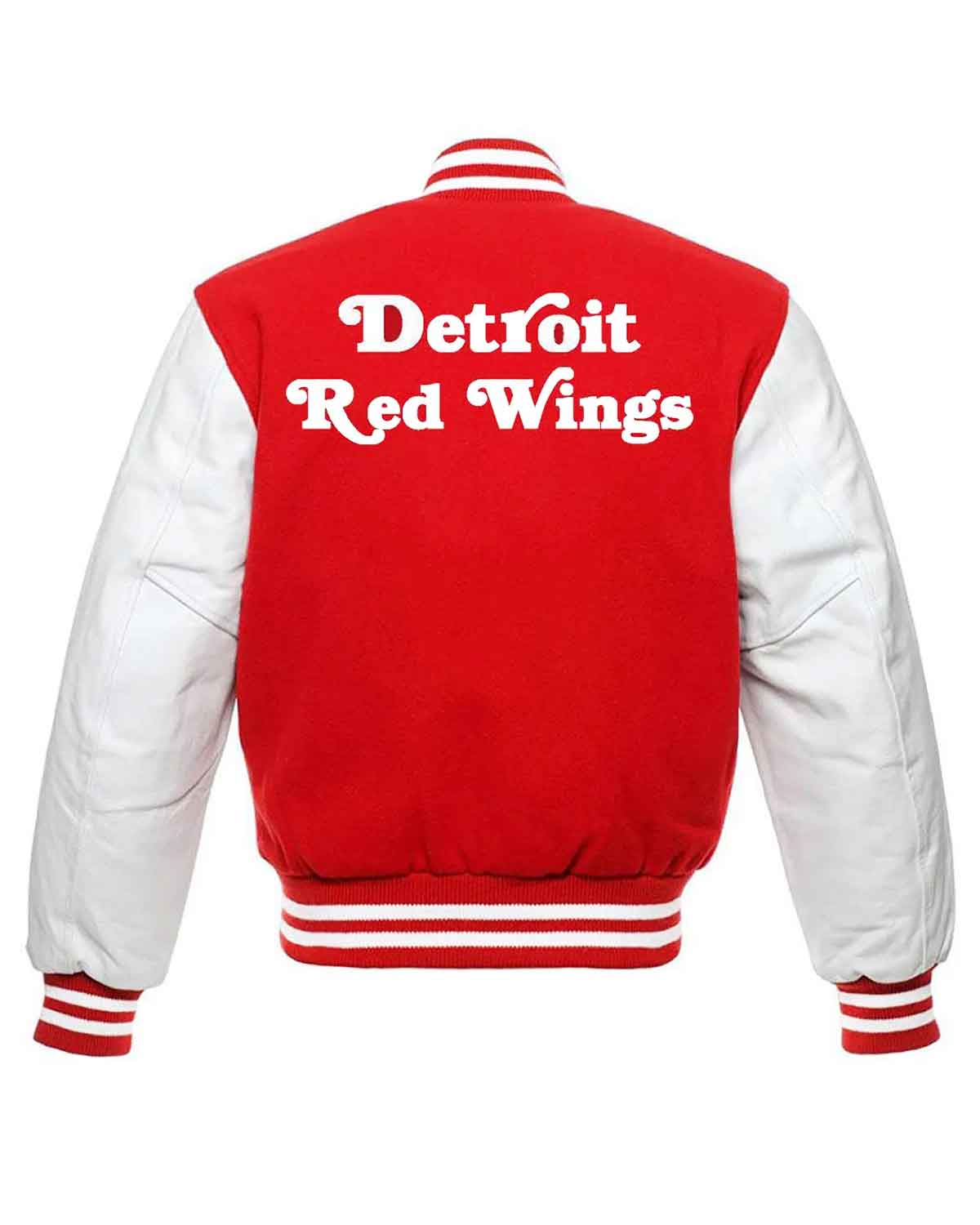 NHL Detroit Red Wings Bomber Red And White Wool Jacket