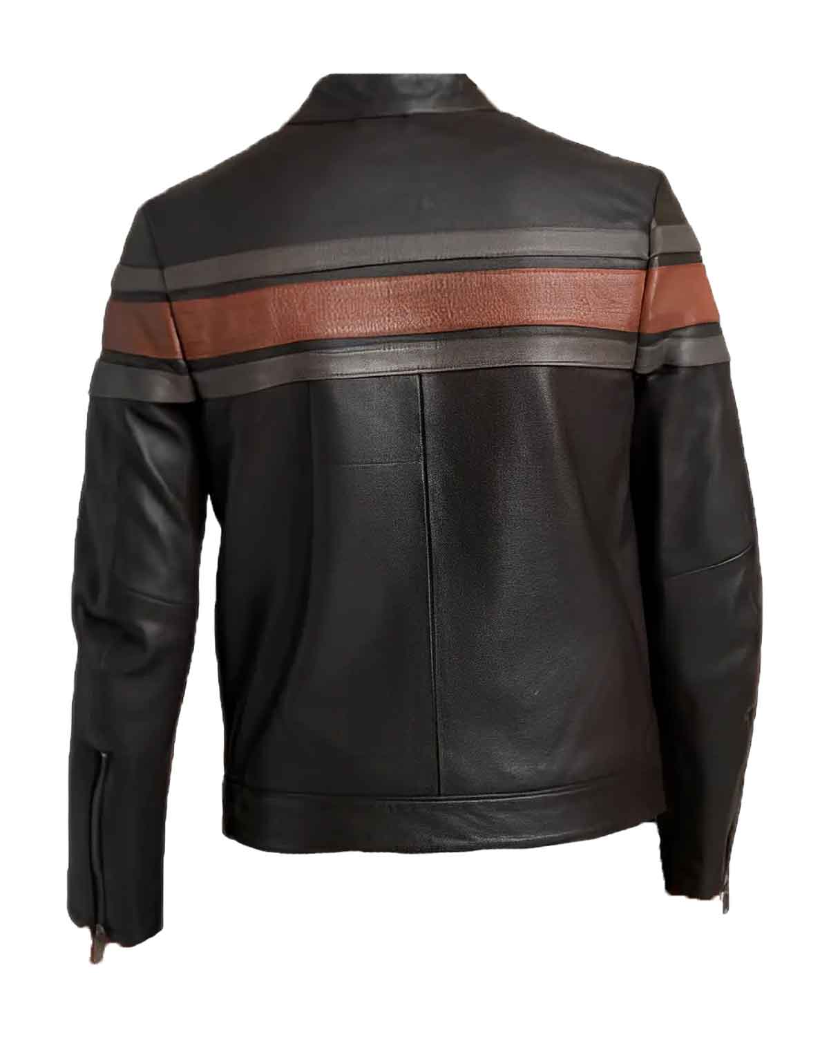 Mens Pattern Black Cafe Racer Leather Jacket | Elite Jacket