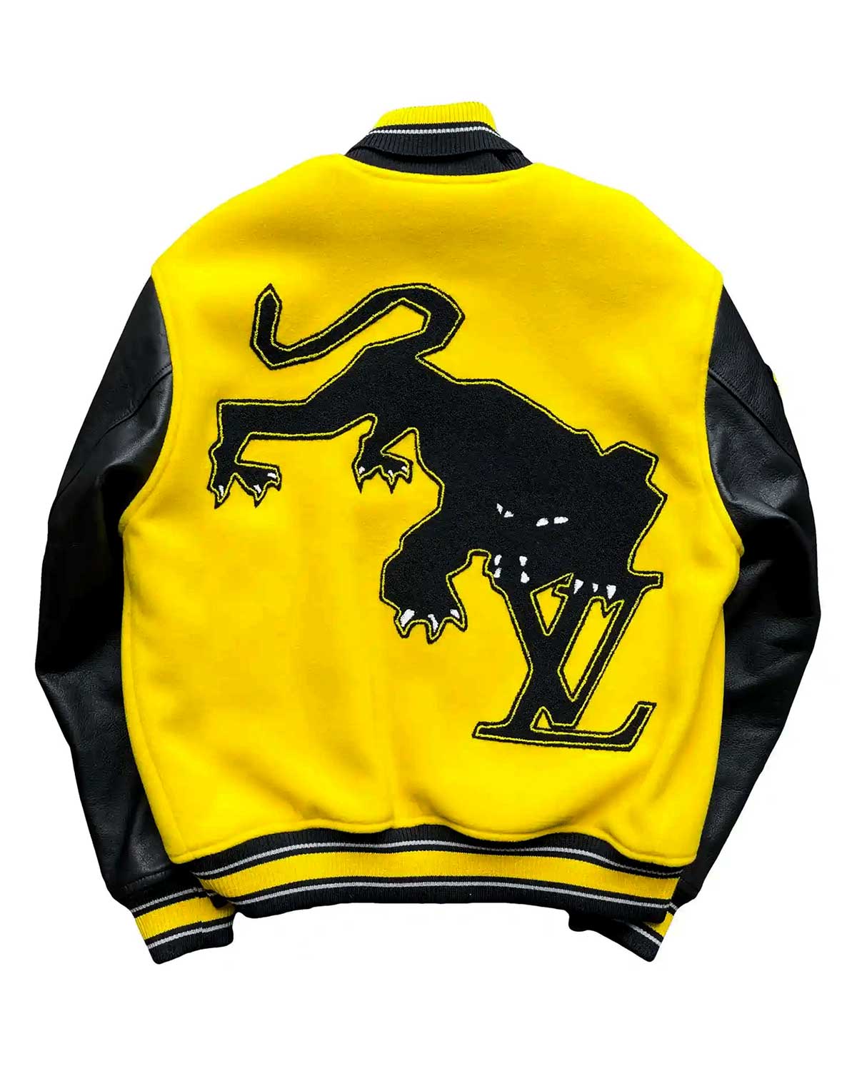 Louis Vuitton Yellow And Black Leather Letterman Varsity Jacket