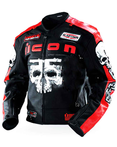 Elite Men Icon Motorhead Skull Black Biker Jacket