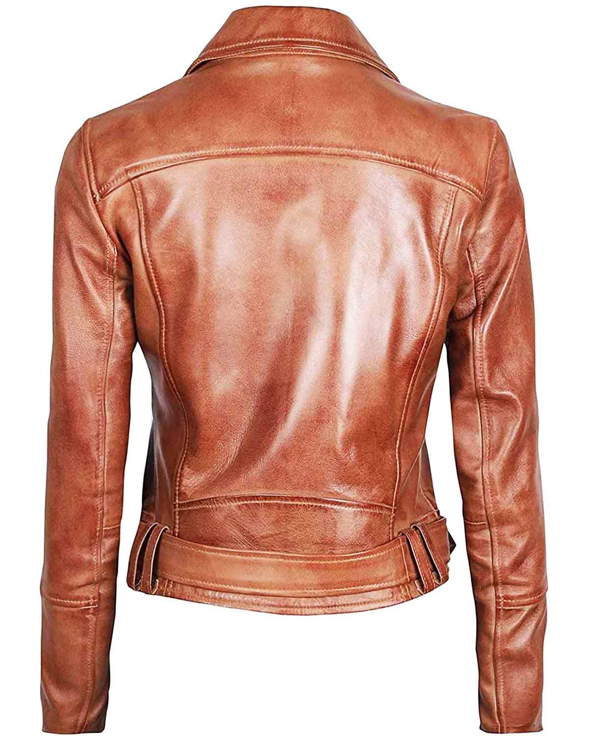 Elite Margaret Brown Leather Asymmetrical Women's Slim Fit Biker Jacket