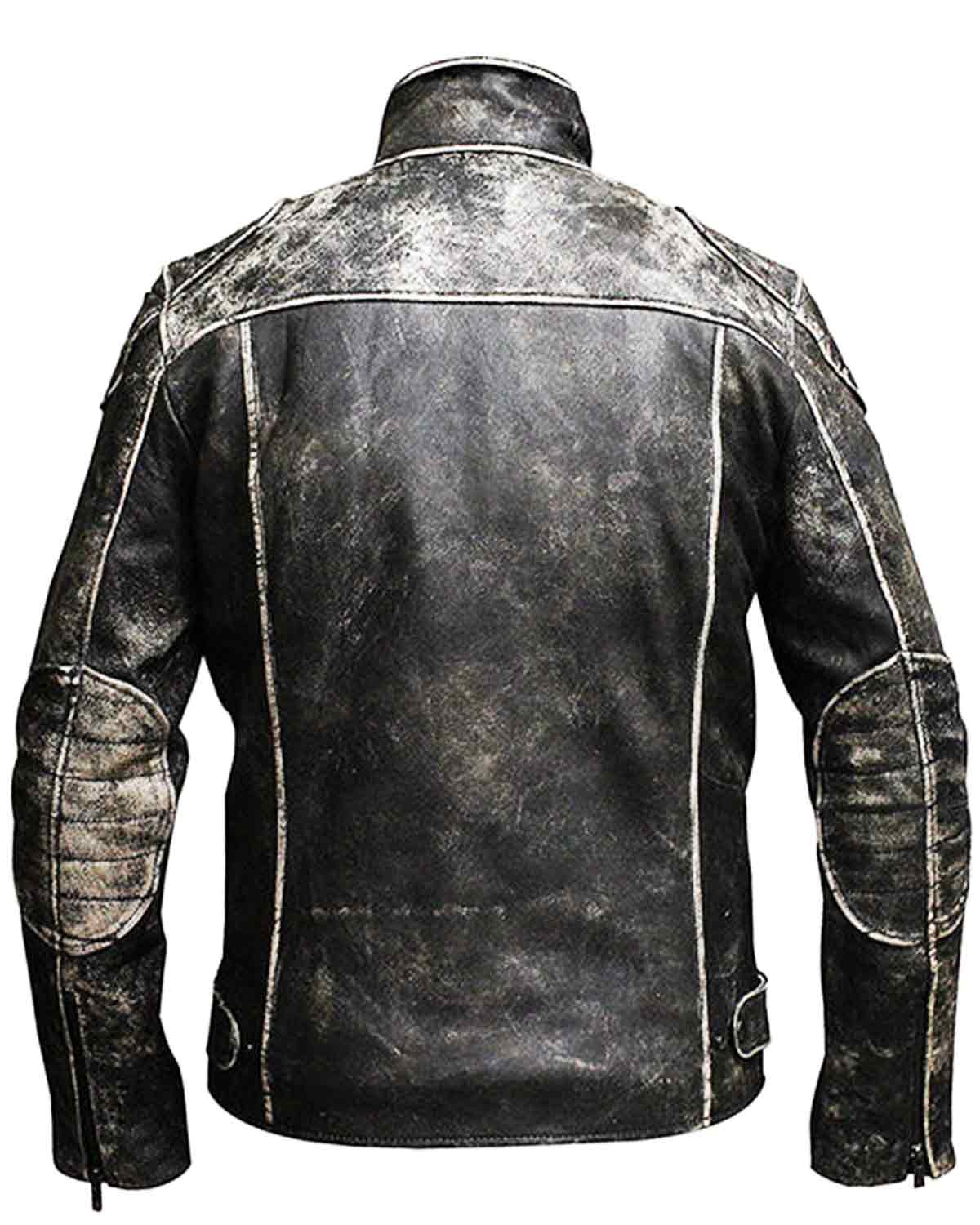 Mens Classic Cafe Racer Retro Distressed Black Leather Jacket