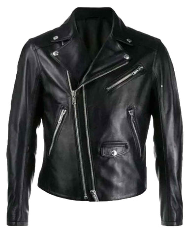 Elite Men's Black Double Zipper Motorcycle Leather Jacket