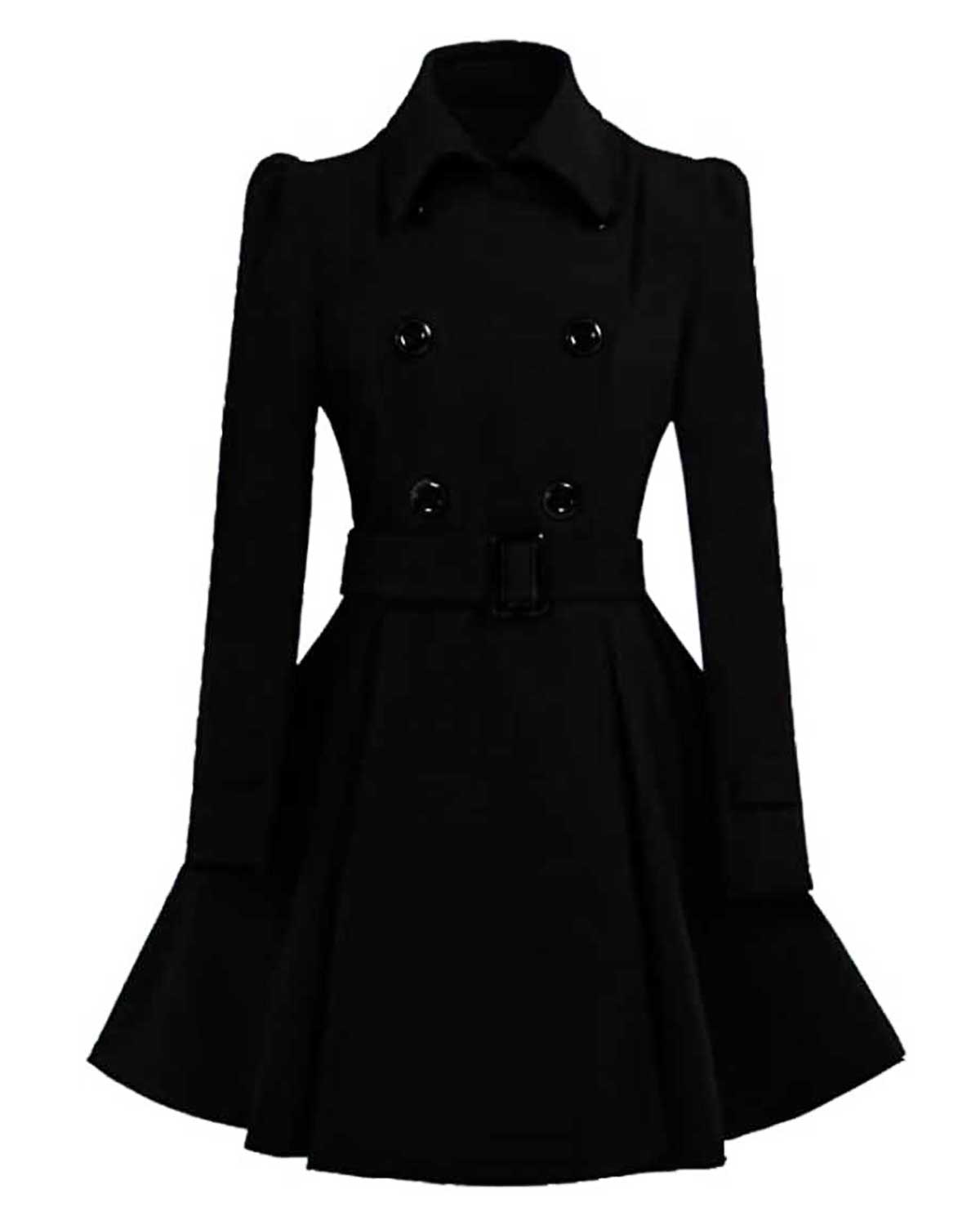 Womens Stylish Woolen Swing Pea Coat | Elite Jacket