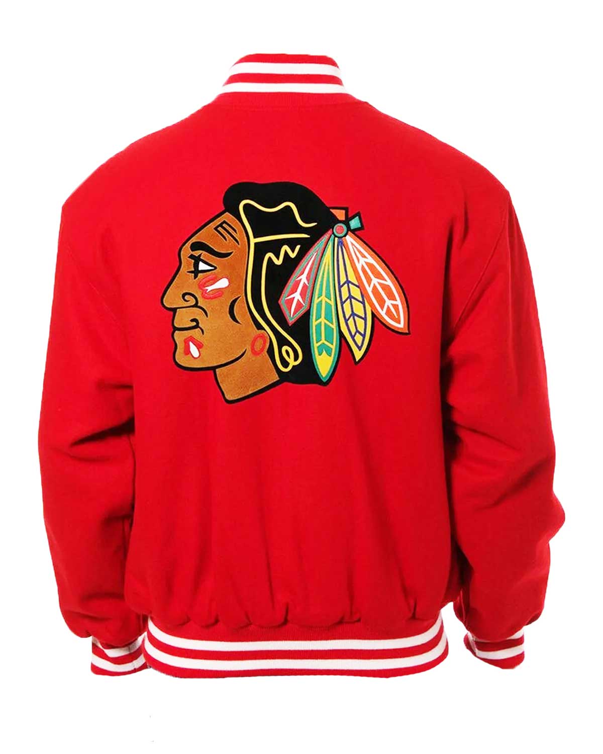 Chicago Blackhawks Red Bomber Wool Jacket | Elite Jacket