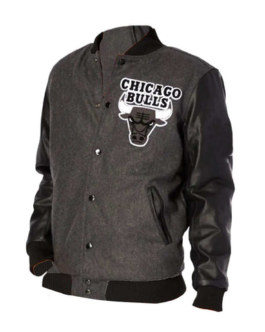 Chicago Bulls Black And Grey Varsity Jacket | Elite Jacket