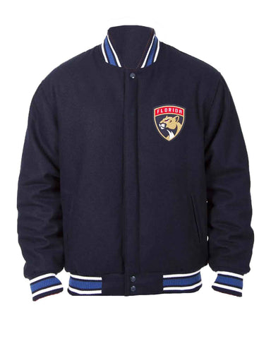 Florida Panthers Navy Blue Wool Bomber Jacket | Elite Jacket