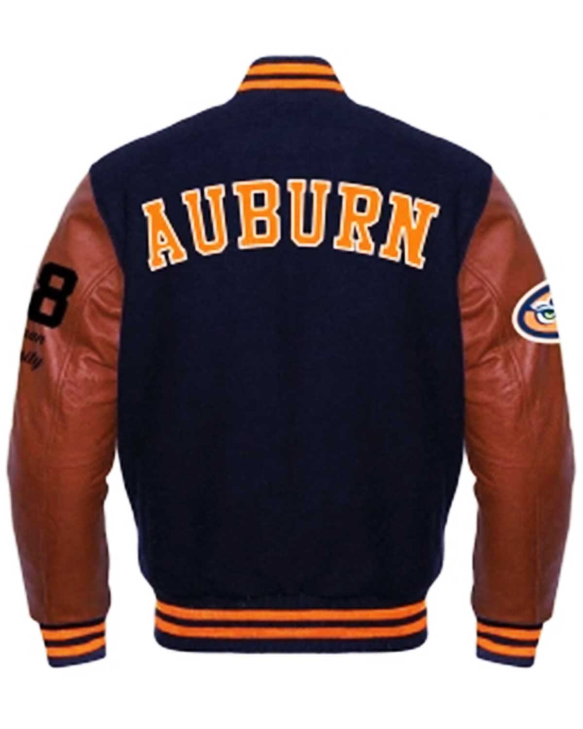 Auburn Brown And Blue Wool Letterman Jacket | Elite Jacket