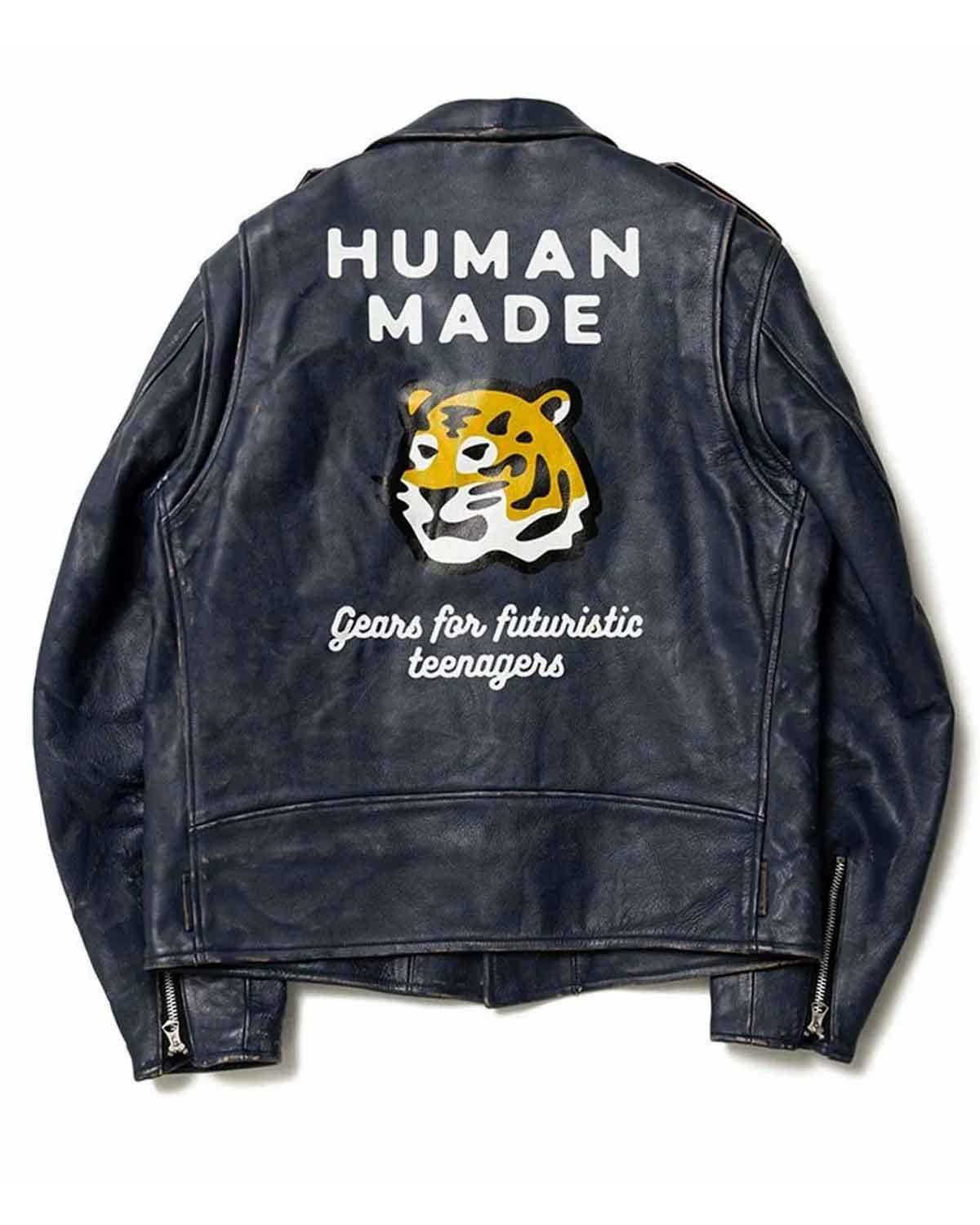 Tiger Biker Human Made Gears Leather Jacket