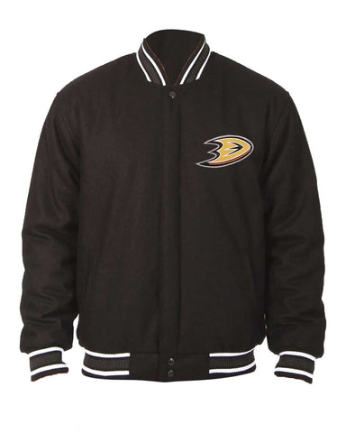 Anaheim Ducks Black Wool Bomber Jacket | Elite Jacket