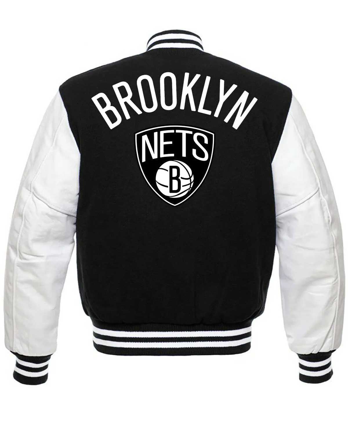 Brooklyn Nets NBA Letterman Black And White Jacket | Elite Jacket