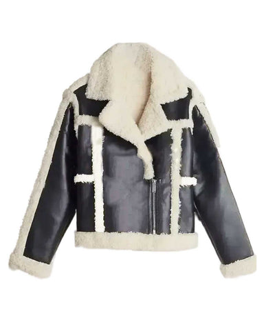 Kyrsten Sinema Black Aviator Shearling Jacket | Elite Jacket