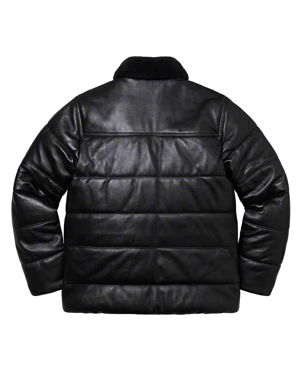 Puffer Leather Jacket With Fur Collar | Elite Jacket