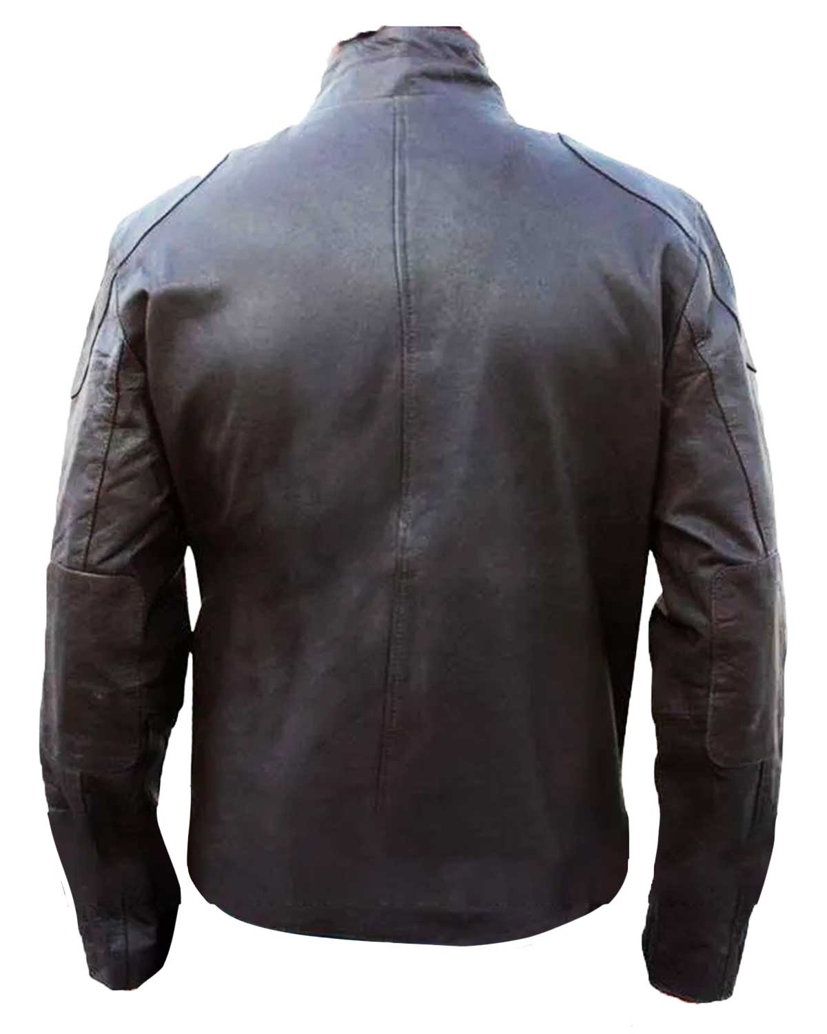 Lockout Distressed Snow Brown Leather Jacket | Elite Jacket