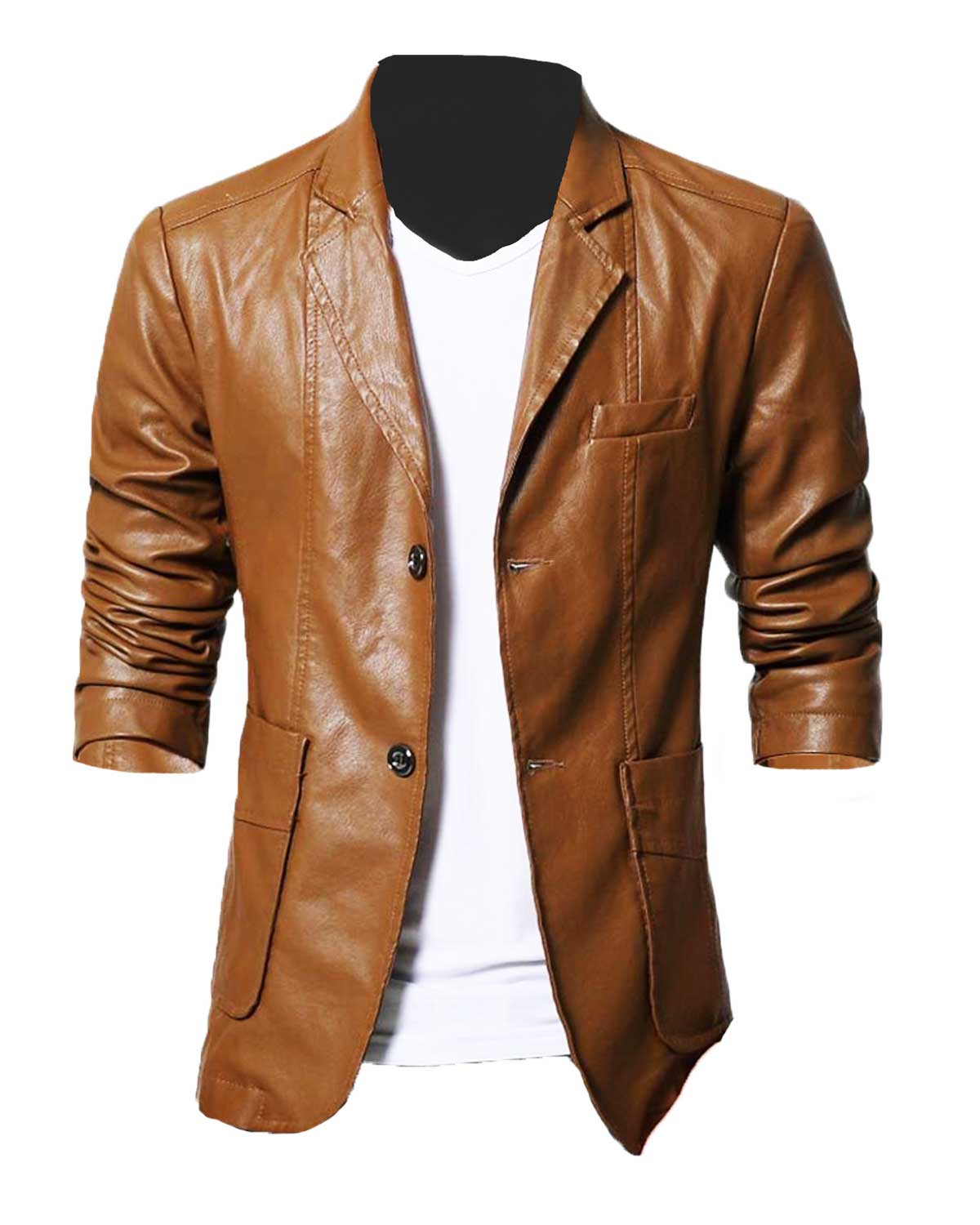 Mens Casual Wear Slim Fit Brown Leather Blazer | Elite Jacket
