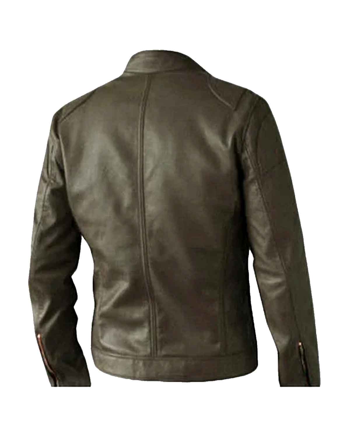 Mens Elegant Unique Brown Leather Biker Jacket