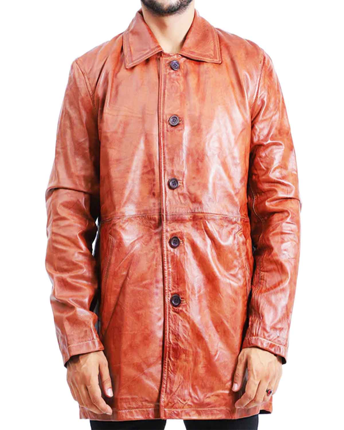 Mens Brown Stylish Leather Coat | Elite Jacket