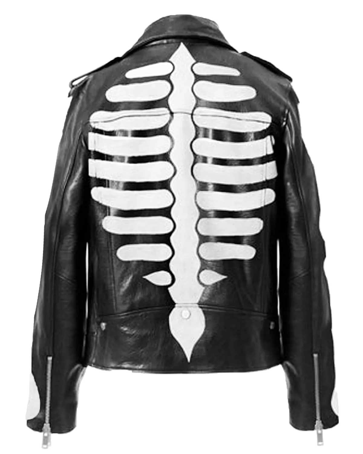 Axl Rose Guns N Roses Skeleton Black Leather Motorcycle Jacket