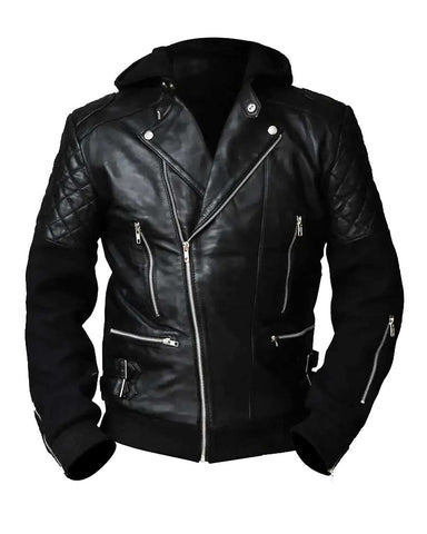 Chris Brown Black Motorcycle Jacket With Hood | Elite Jacket