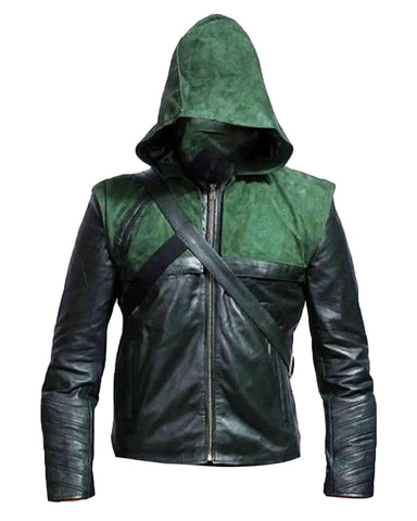 Arrow TV Show Stephen Amell Green Hooded Jacket | Elite Jacket