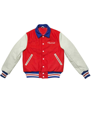 Letterman 4Hunnid Red And White Wool Jacket | Elite Jacket