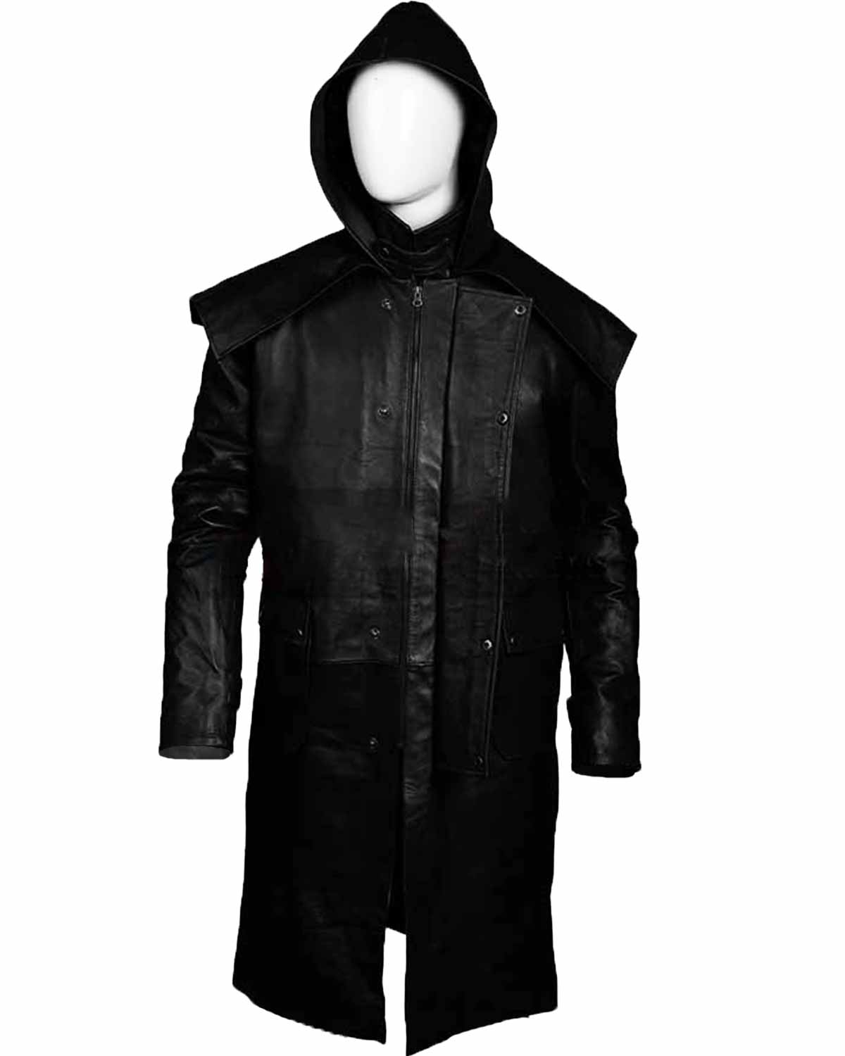 Mens Horse Riding Stockman Black Leather Coat | Elite Jacket