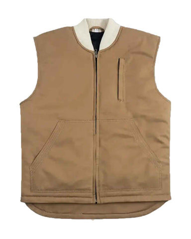 Mens Zipper Light Brown Western Cotton Vest | Elite Jacket