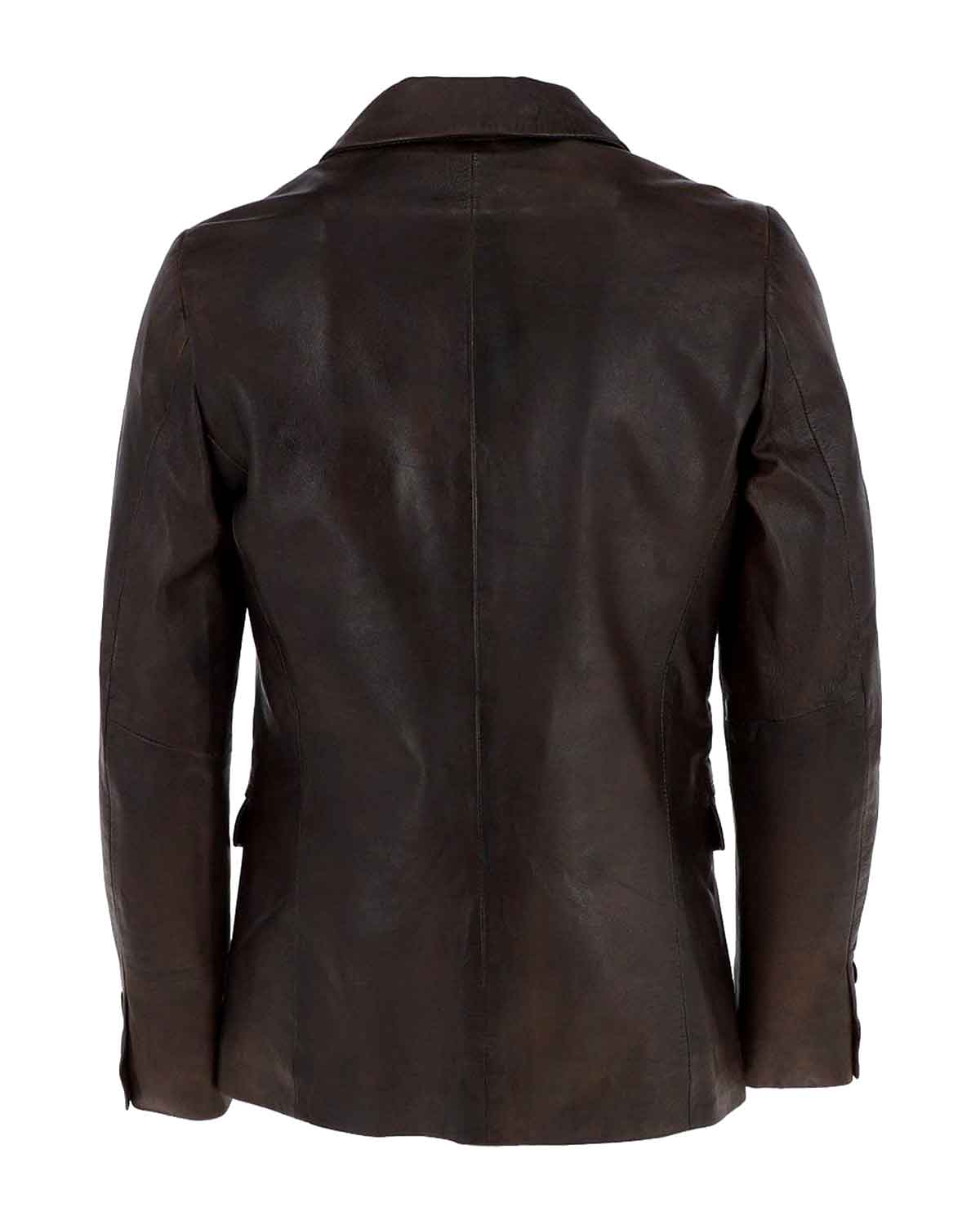 Mens Dark Brown Lape Style Genuine Leather Blazer 