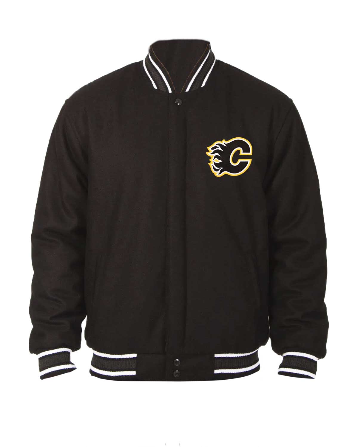 Calgary Flames Black Varsity Wool Bomber Jacket | Elite Jacket