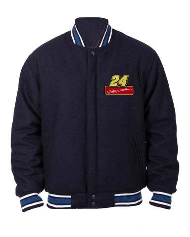 Jeff Gordon Driver Navy Blue Wool Bomber Jacket