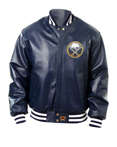 Buffalo Sabres Navy Blue Leather Bomber Jacket | Elite Jacket