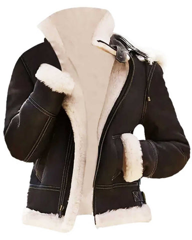 Karen SF Aviator Sheepskin Hooded Jacket | Elite Jacket