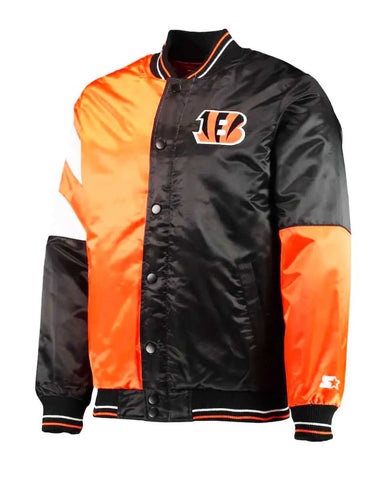 Starter Cincinnati Bengals Satin Black And Orange Jacket 