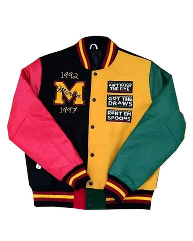 Hustle Man Letterman Tri Color Wool Jacket