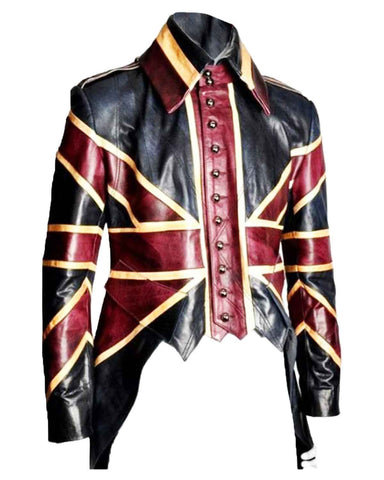 Mens Union Jack Tail Vintage Leather Coat | Elite Jacket