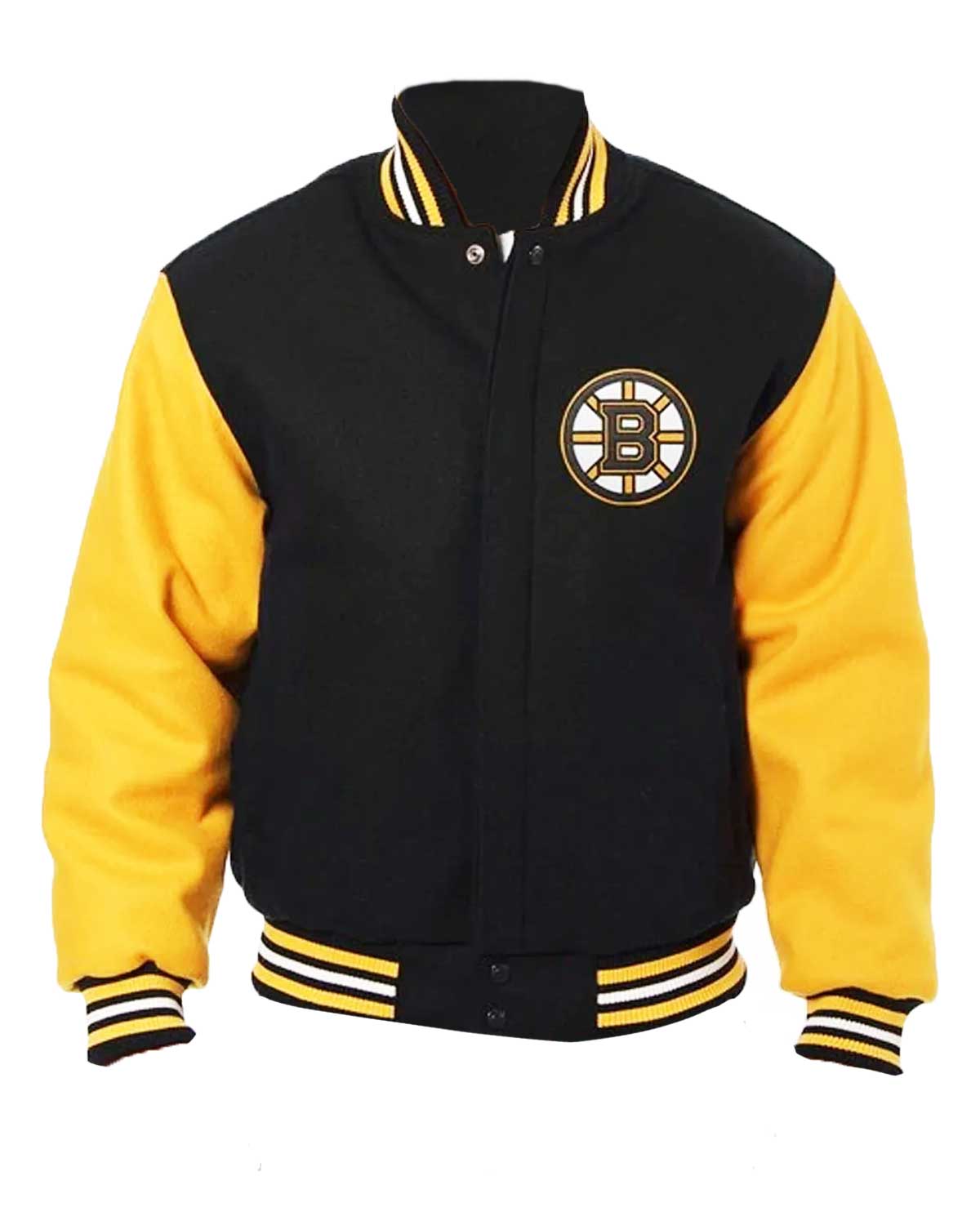 Boston Bruins Black And Yellow Wool Bomber Jacket | Elite Jacket