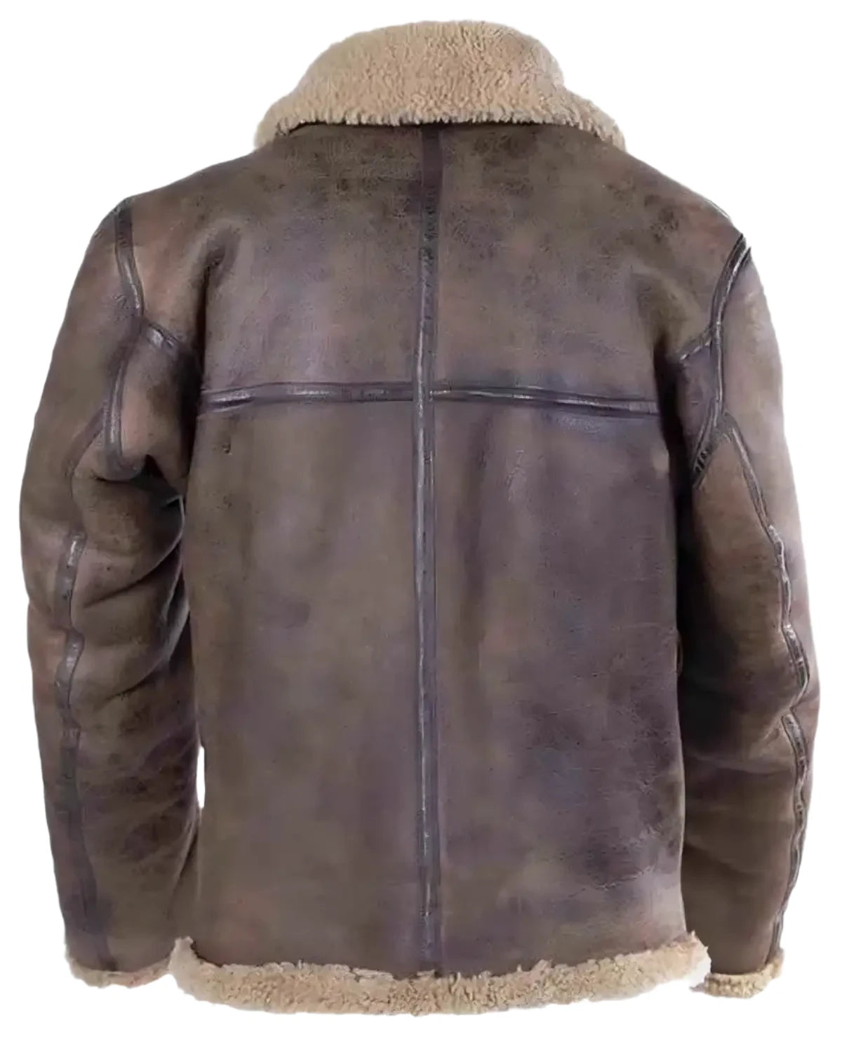 Men Brown Distressed Shearling Aviator leather Jacket