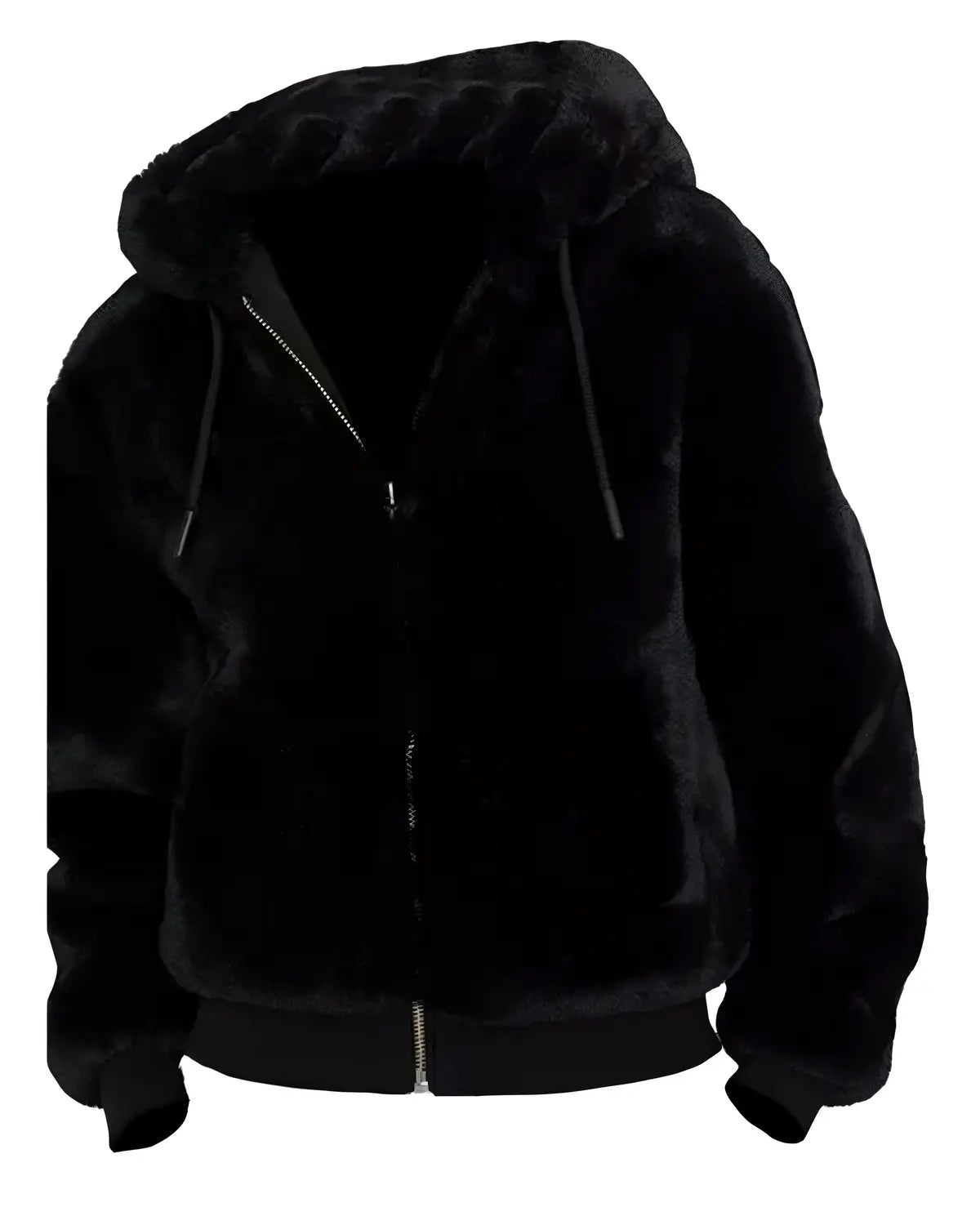 Womens Black Faux Fur Hooded Leather Jacket | Elite Jacket