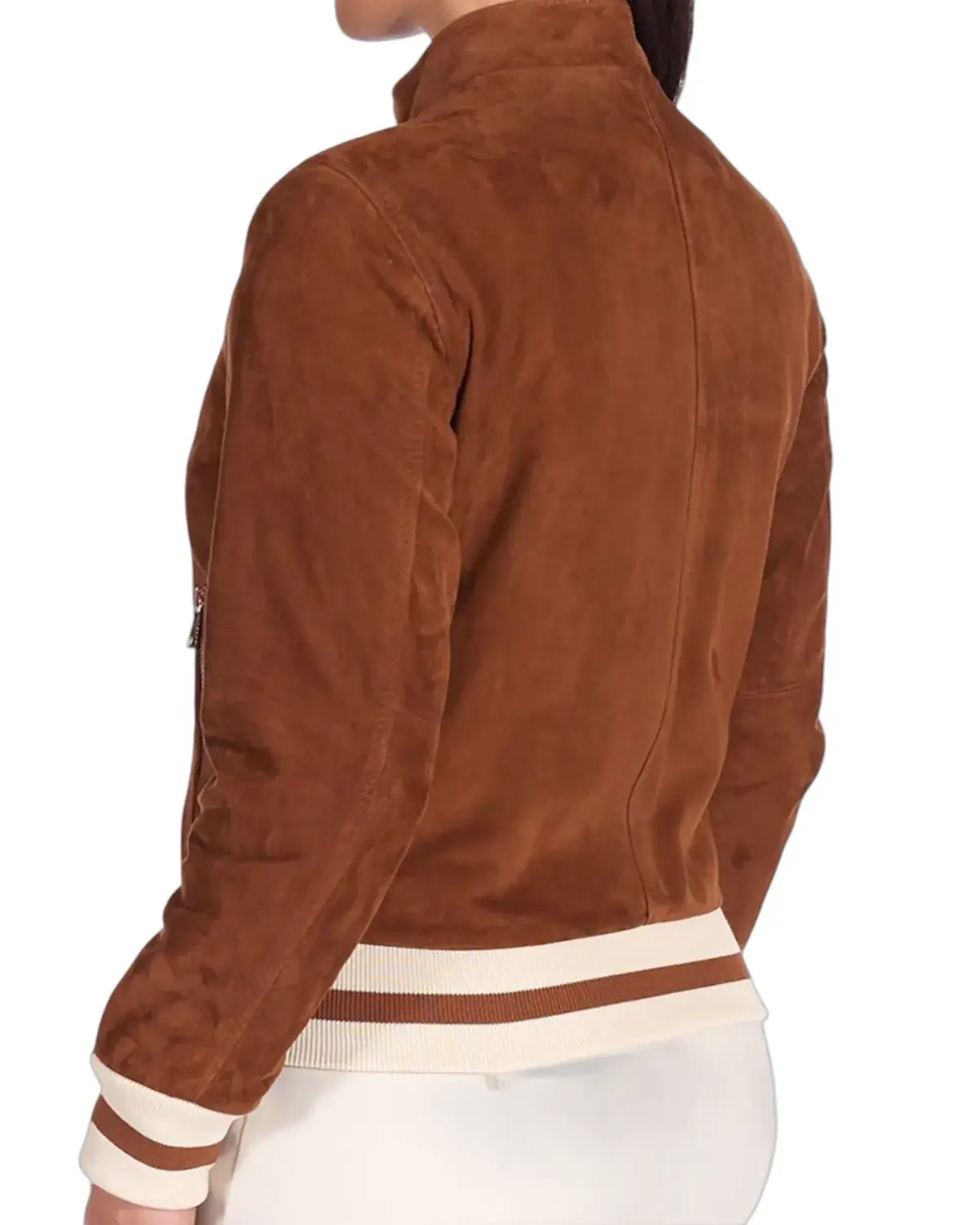 Womens Brown Suede Bomber Leather Jacket | Elite Jacket