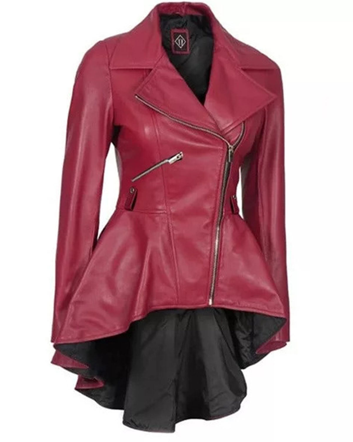 Elite Womens Leather Pink Peplum Jacket