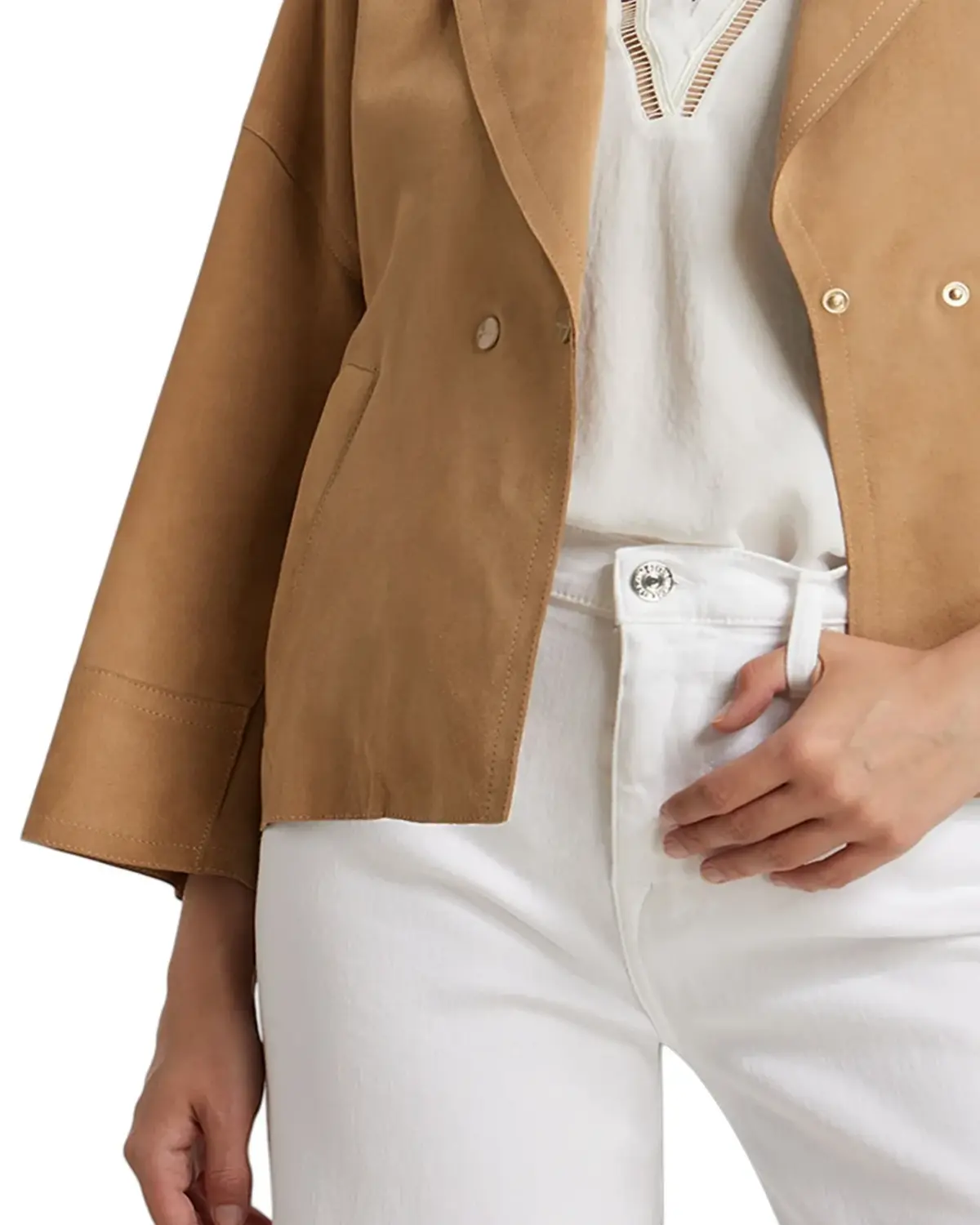 Womens Casual TAN Suede Leather Jacket | Elite Jacket