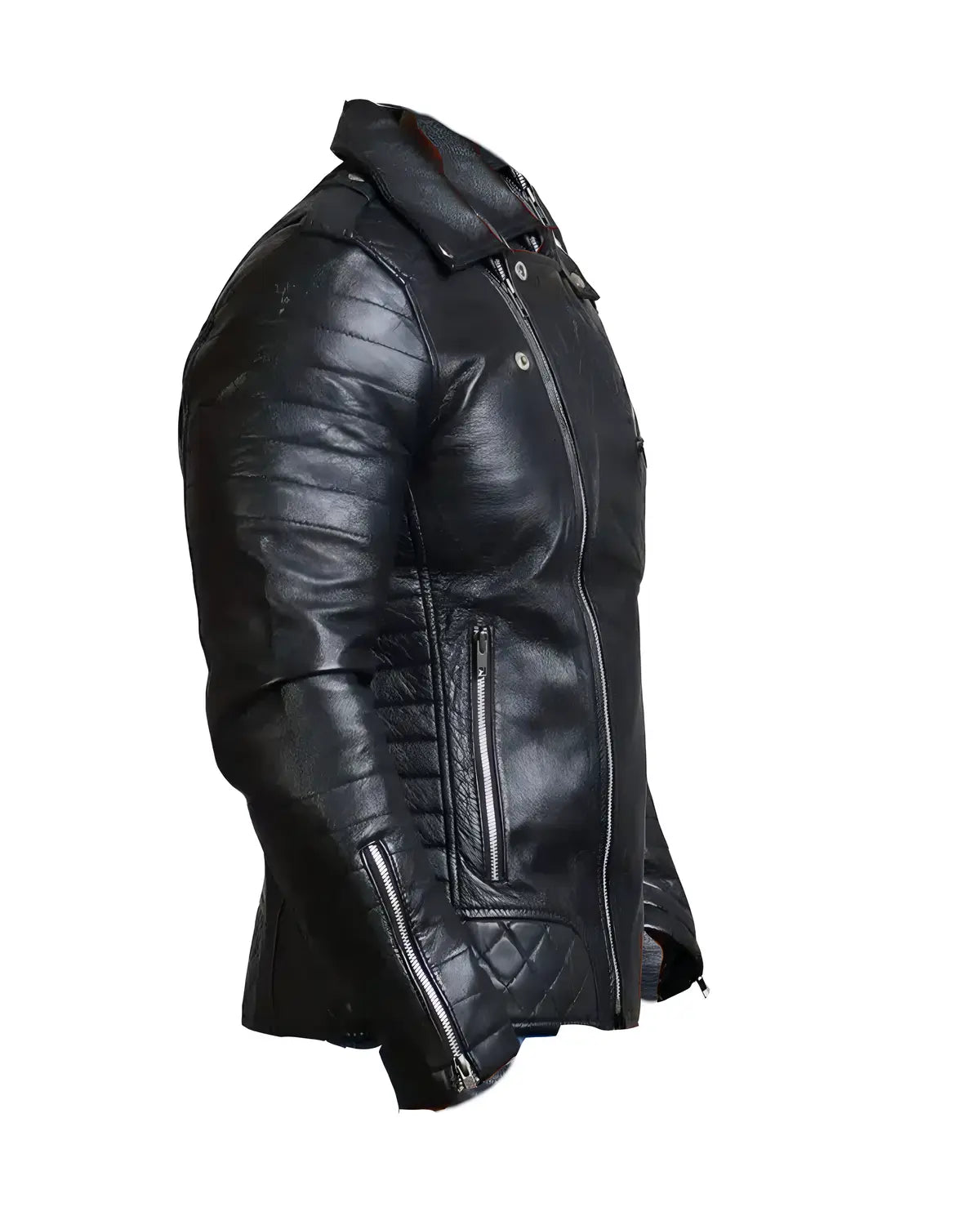 Mens Black Cowhide Leather Biker Jacket | Elite Jacket