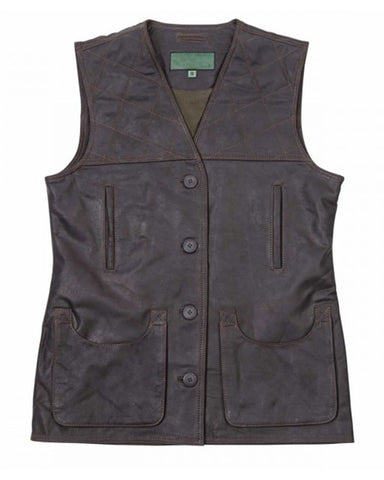 Elite Women’s Vintage Brown Leather Shooting Vest