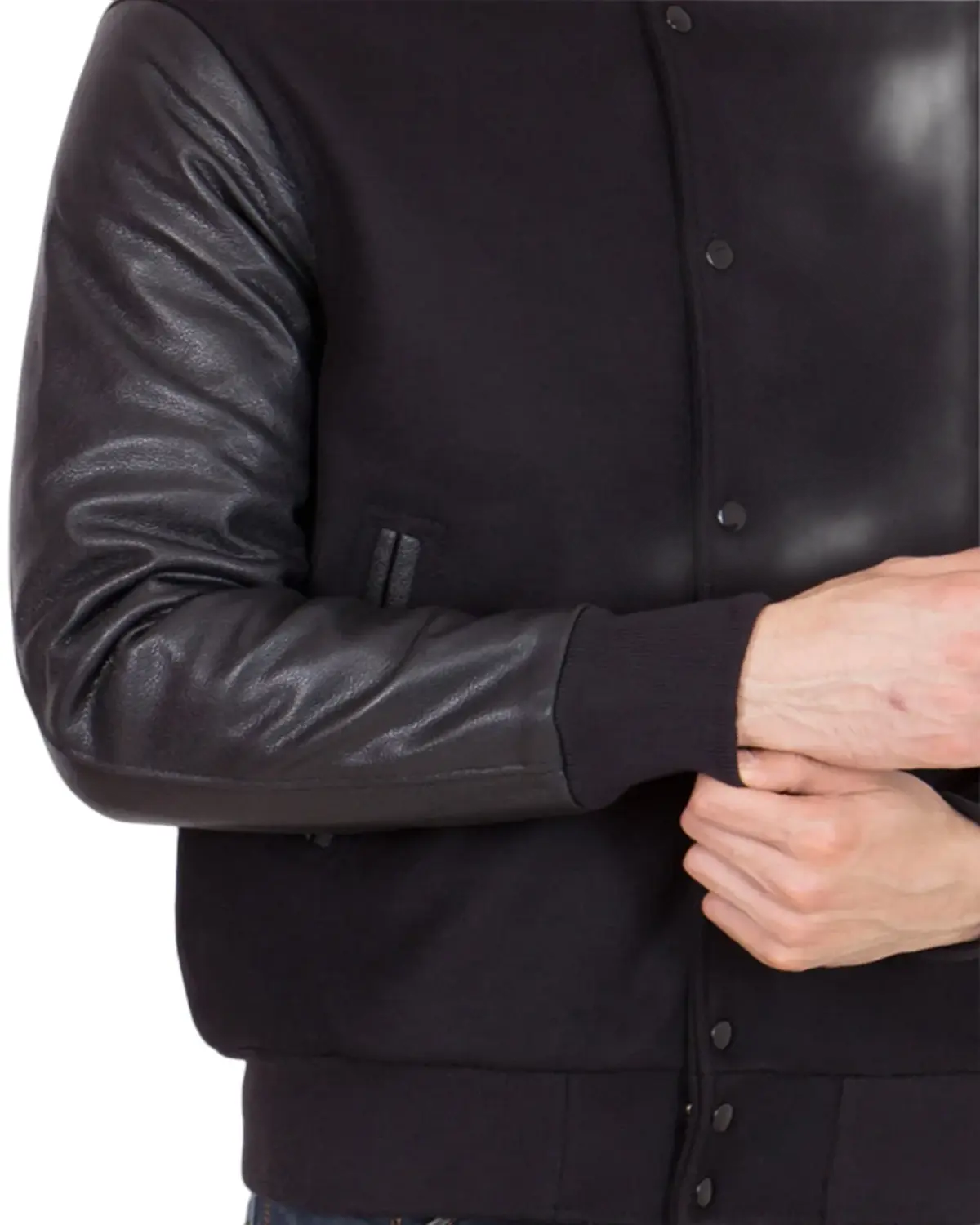 Mens Classic Black Varsity Jacket | Elite Jacket